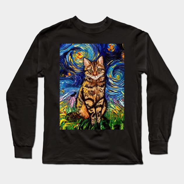 Brown Tabby Night Long Sleeve T-Shirt by sagittariusgallery